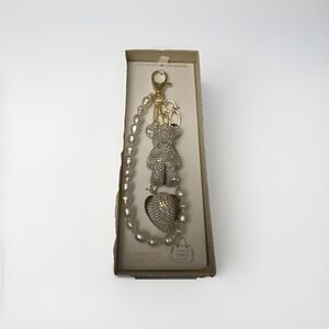Eye Candy Rhinestone Bear And Heart Faux Pearl Bag Charm Bling New